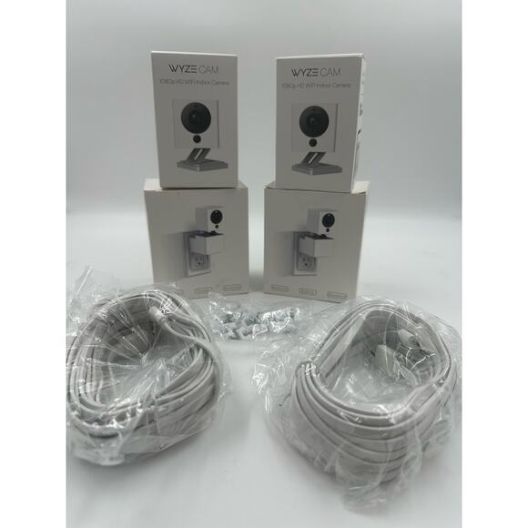 Wyze Other - Set of 2 Wyze Cam WYZEC2 Wireless Indoor Smart Home Camera w Stand & Power Cords